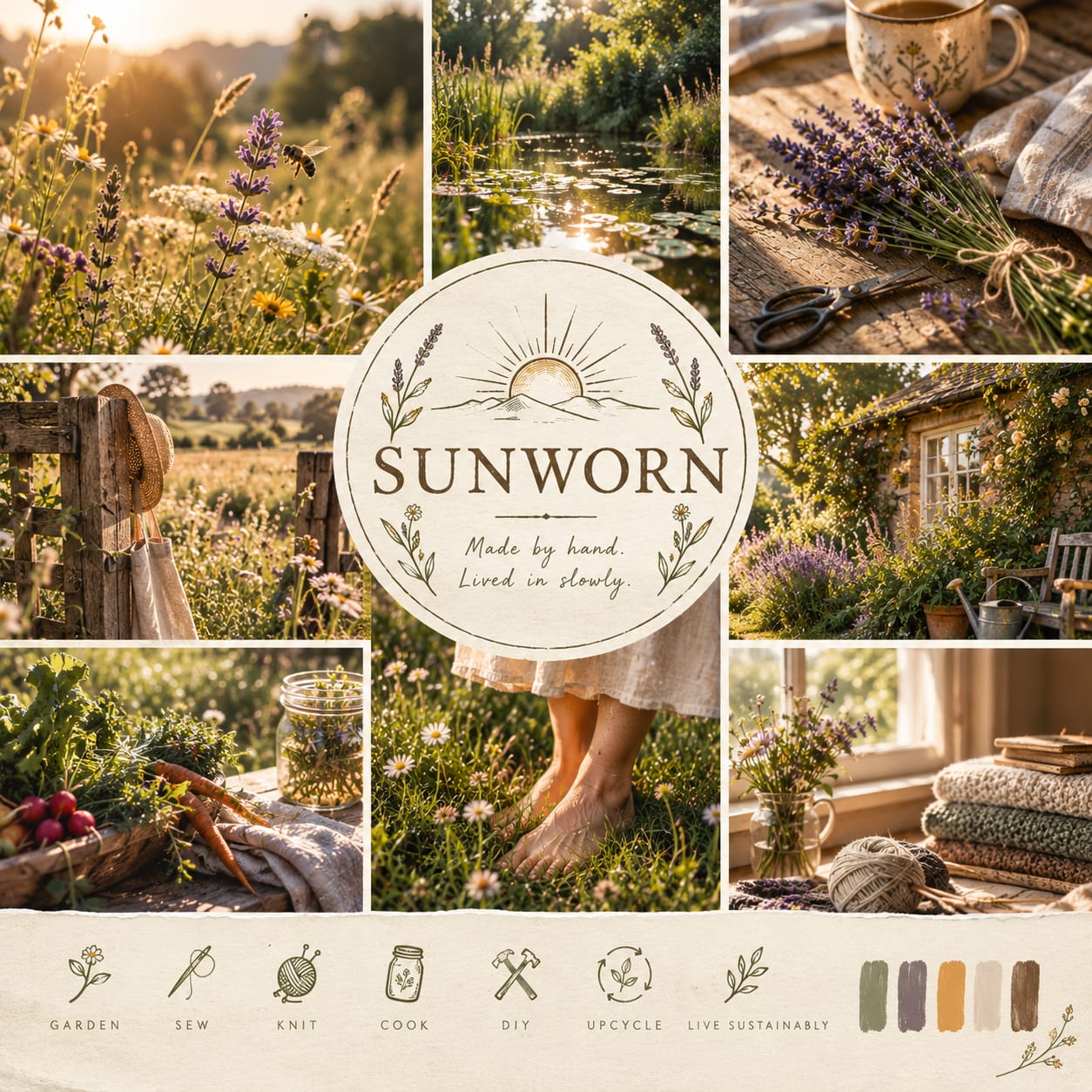 Wildflowers and lavender in a sunlit meadow